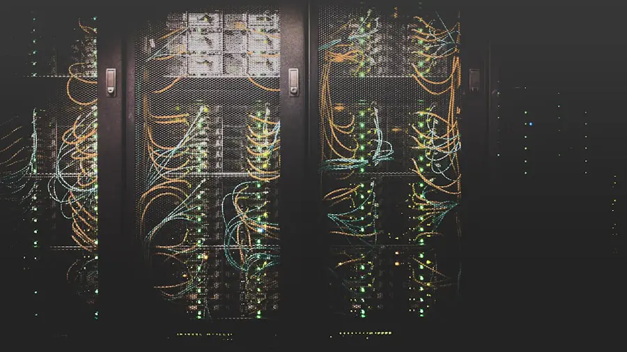 Rows of servers in a data center