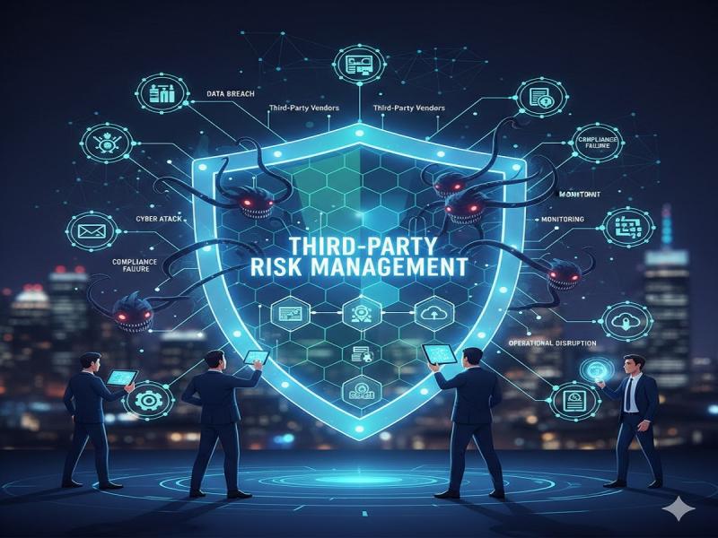 Third-party risk management shield graphic