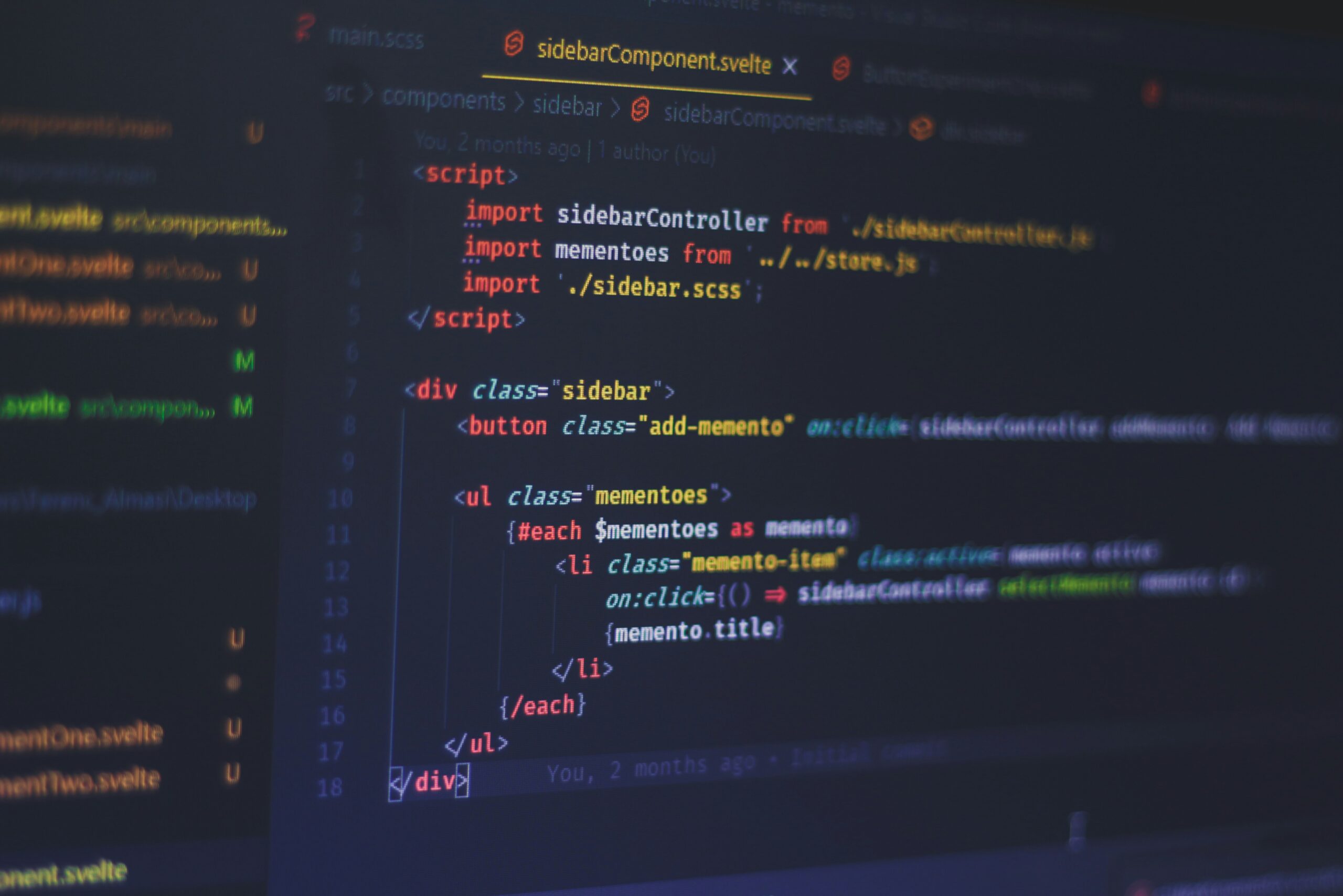 Programming code on a screen